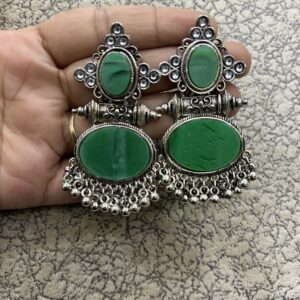 Aditi Oxidized jhumka ( green  / silver / Oxidized)