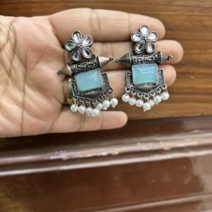 Aarushi Oxidized jhumka ( mint green /green  / silver / Oxidized)