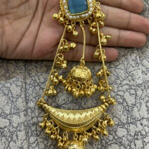Maahi jhumka (firoja/Blue / golden )