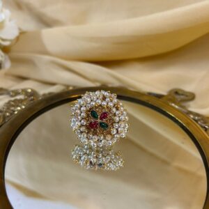 Sanjeeda pearl ring (Golden | Multi) Copy