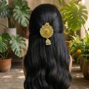 Anjali Hair Broach 1.0(Red  /  / Golden / Traditional / ethnic )