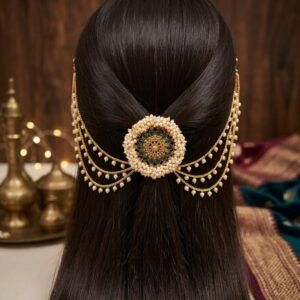 Pearl Kaanchain Hair Broach 1.1(Cream /green / pearl / Golden / Traditional / ethnic)