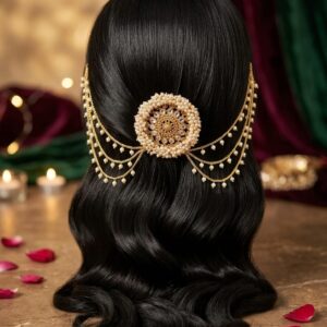 Pearl Kaanchain Hair Broach (Cream / White / pearl / Golden / Traditional / ethnic)
