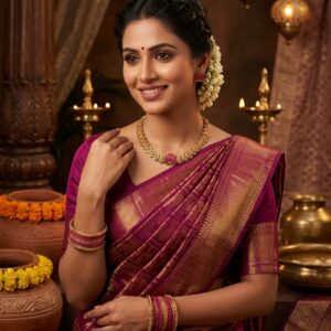 Kamal Necklace 1.1(Lotus /ethnic / traditional / golden / pink / red )