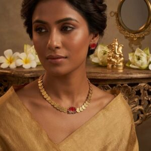 Kamal Necklace 1.2(Lotus /ethnic / traditional / golden / pink / red/ Multi) )
