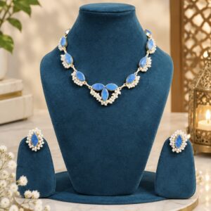 Aadya pearl nEcklace ( pearl/ firoja /turquoish)