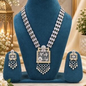 Kanishka long necklace ( Silver / oxidized )