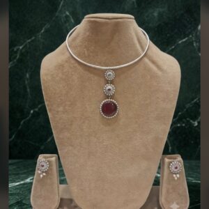 Amrita Silver Red hasli Necklace ( Oxidized / Silver / red/ multi)