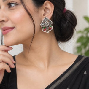 Kalyani Multicolor Ear stud (multicolor ,silver , oxidized)